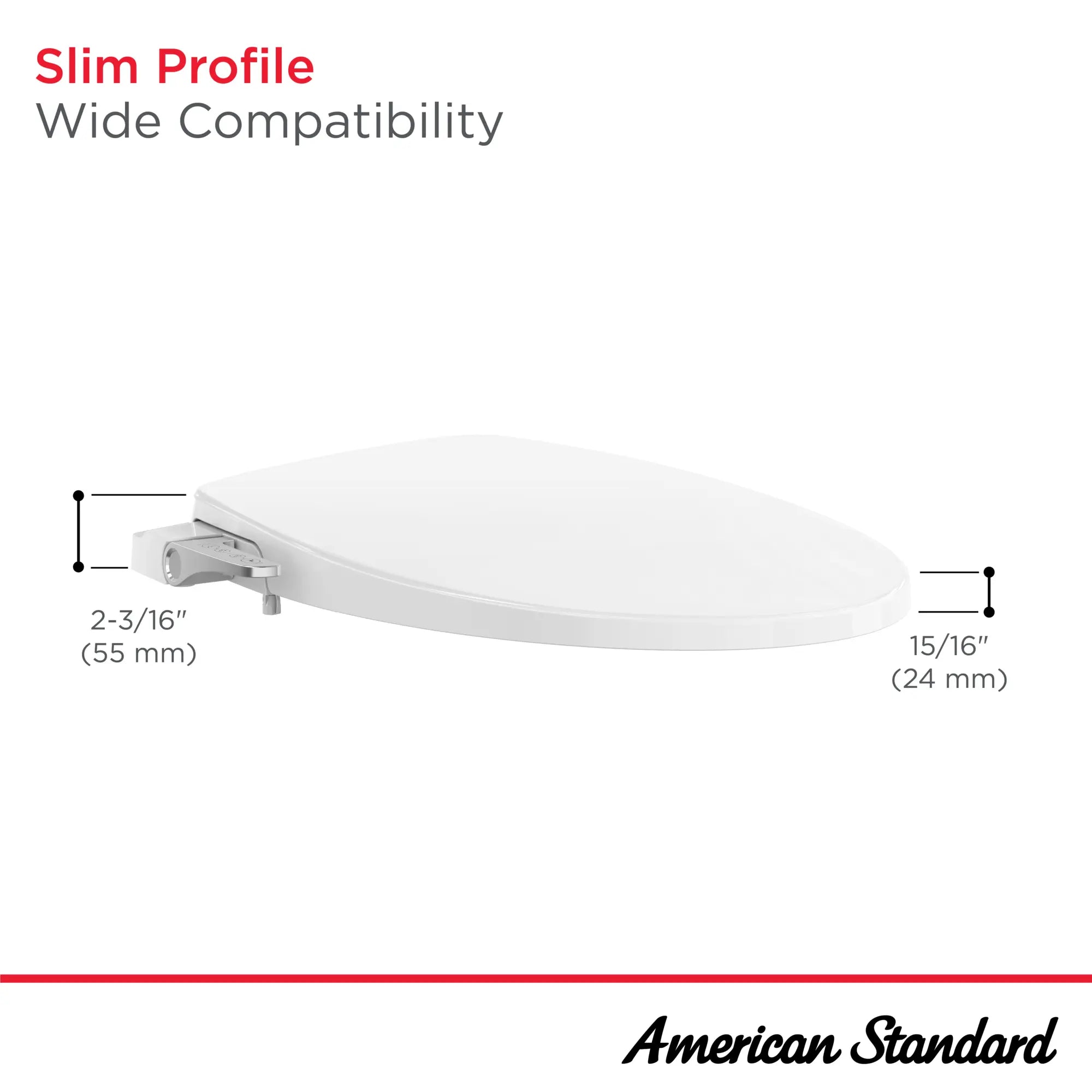 Edgemere® Two-Piece 1.28 GPF/4.8 LPF Elongated Toilet with AquaWash® Slim Non-Electric Bidet Seat - Chair Height, Water-Saving Design for Modern Bathrooms - Includes Wax Ring for Easy Installation