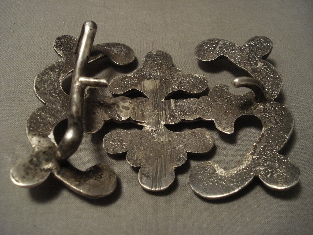 200 Gram Heavy Vintage Navajo Native American Jewelry Silver Buckle - Authentic Southwest Style for Western Fashion & Collectors
