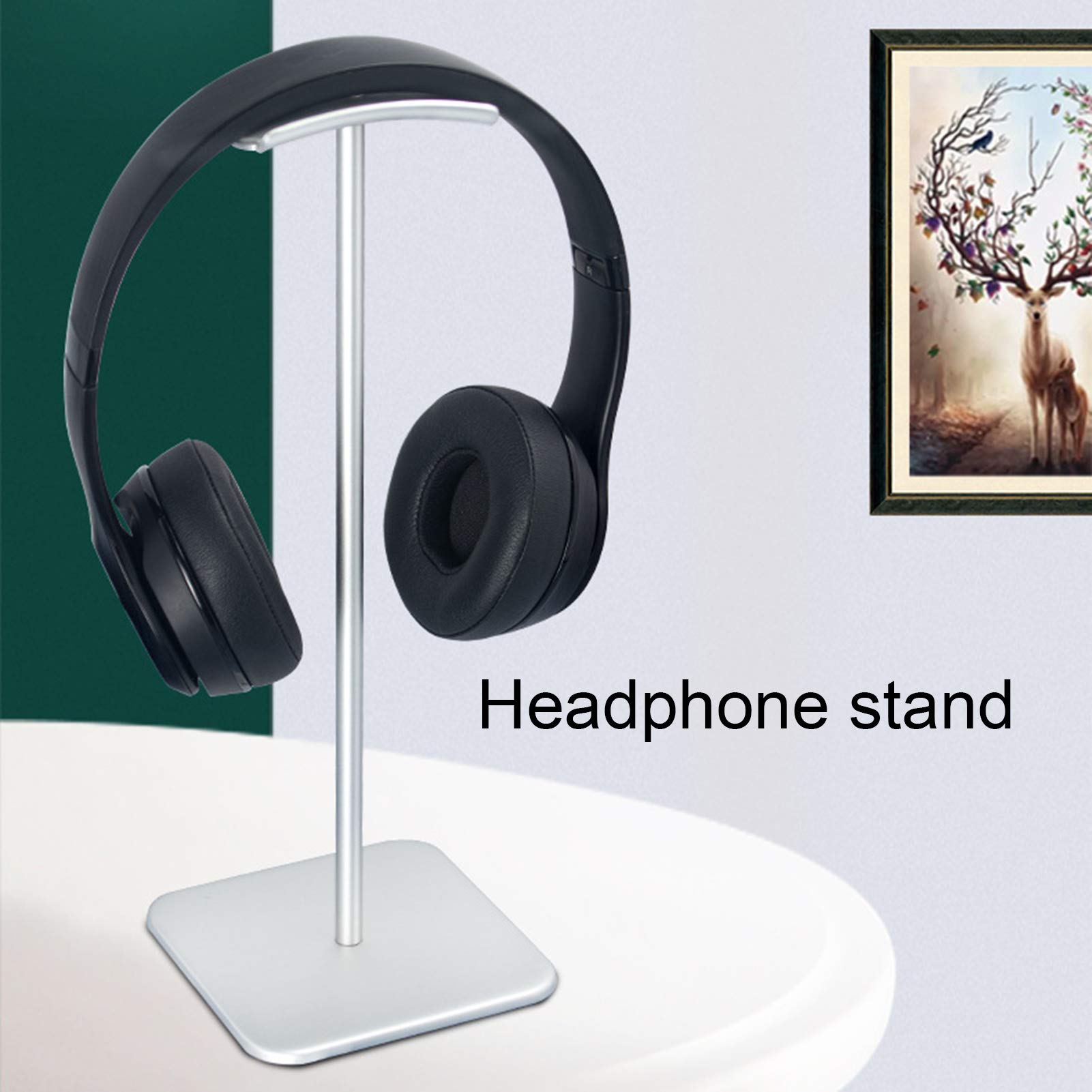 Premium Aluminum Alloy Headphone Stand - Universal Headset Holder with Stable Base for All Headphone Sizes (Grey) - Perfect for Desk Organization, Gaming Setup & Office Accessories
