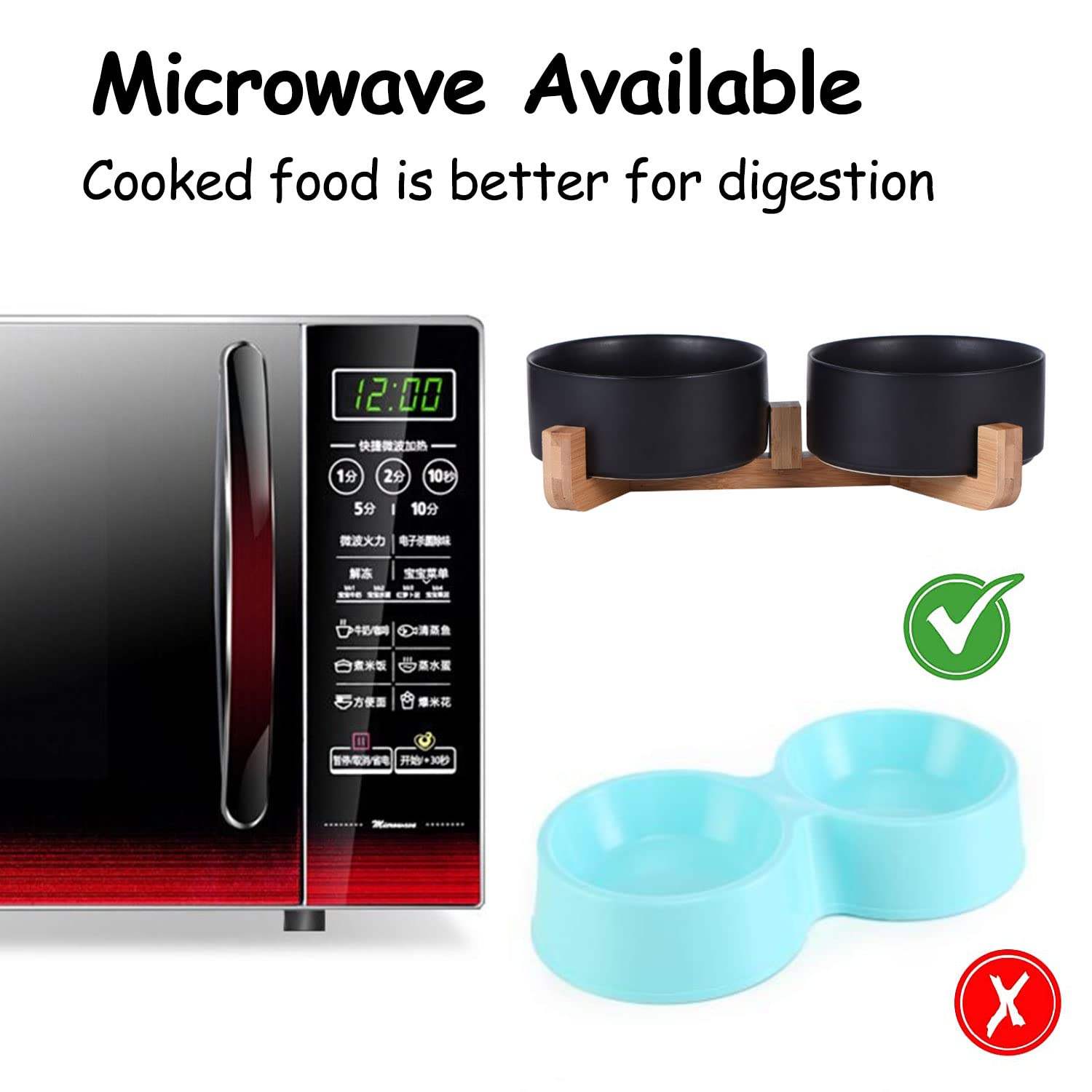 Petygooing Ceramic Elevated Dog Bowl Set with Stand - Non-Slip Pet Food & Water Dishes for Small Dogs & Cats (13.5oz/5.1in) - Perfect for Kitchen, Dining Area or Pet Feeding Station