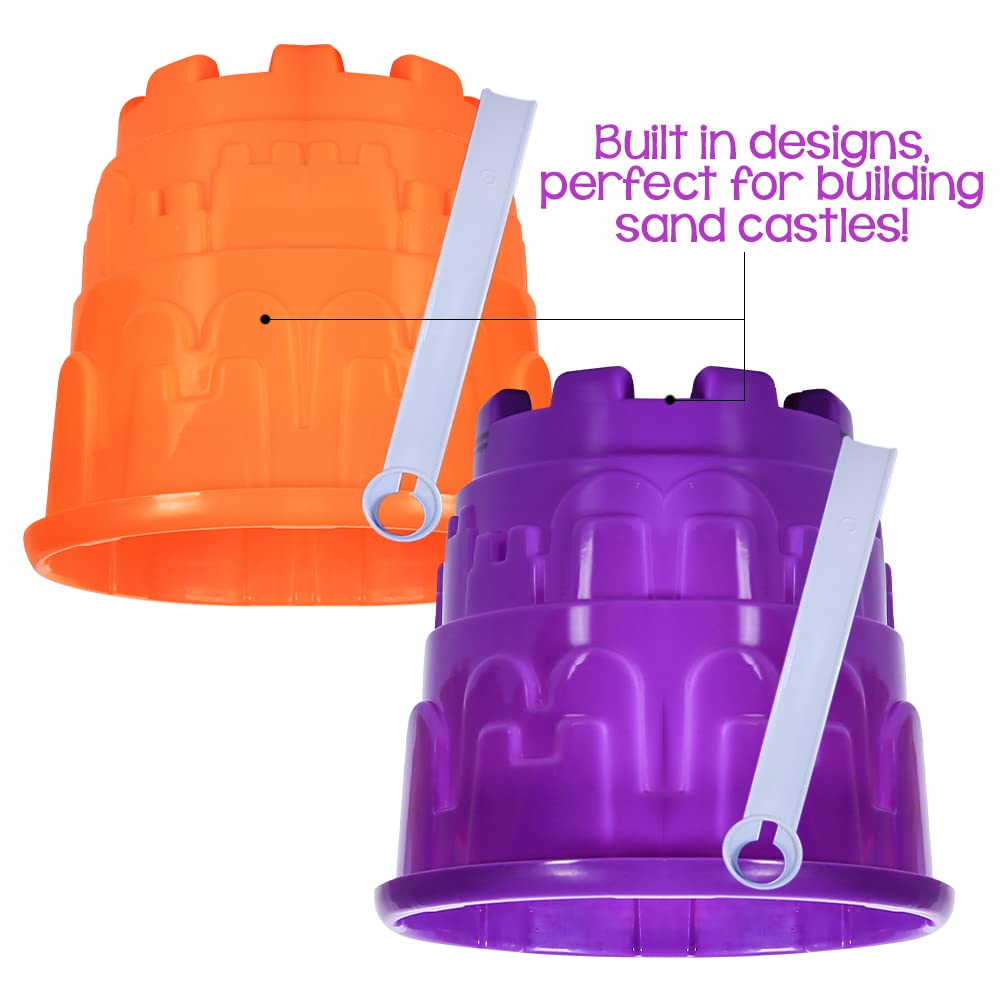 ArtCreativity 6 Inch Beach Sand Castle Bucket and Shovel Set - 12 Pails & 12 Shovels with Sand Castle Mold - Kids Sand Toys for Boys & Girls - Perfect for Beach Parties, Backyard Play & Summer Vacation Activities