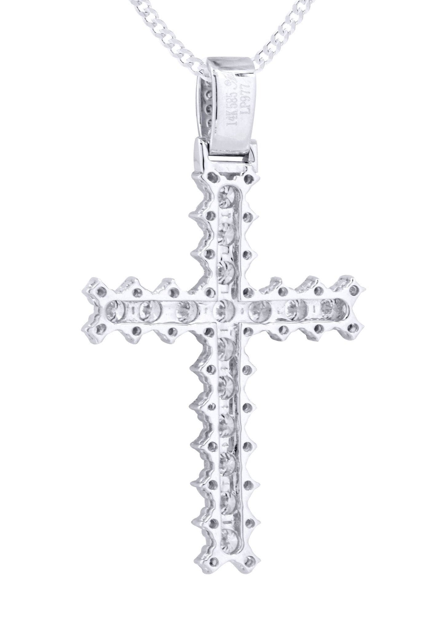 14K White Gold Diamond Cross Pendant Necklace - 1.86 Carat Genuine Diamond Jewelry for Women - Perfect for Christmas Gifts, Baptism, Confirmation & Everyday Elegance