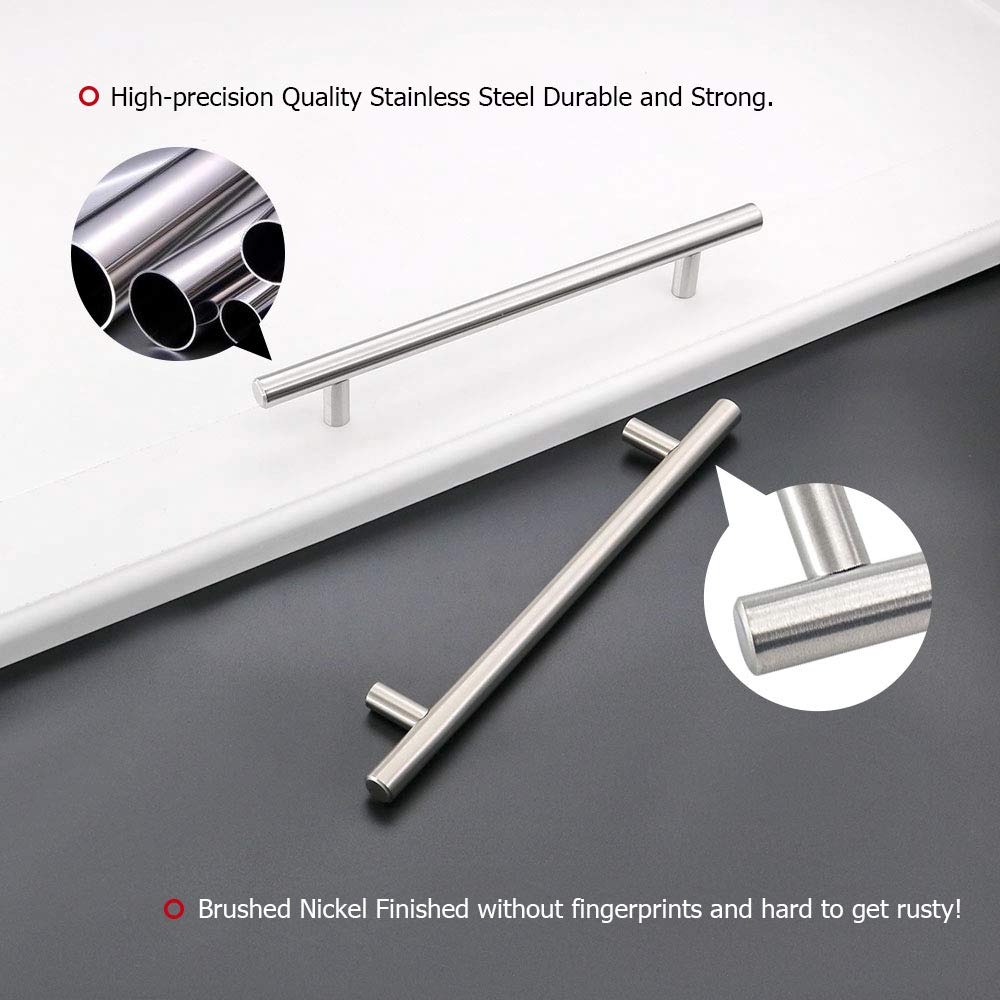 30 Pack Brushed Nickel Cabinet Drawer Pulls - HD201SN Euro Style Kitchen Cabinet Handles (6-1/4