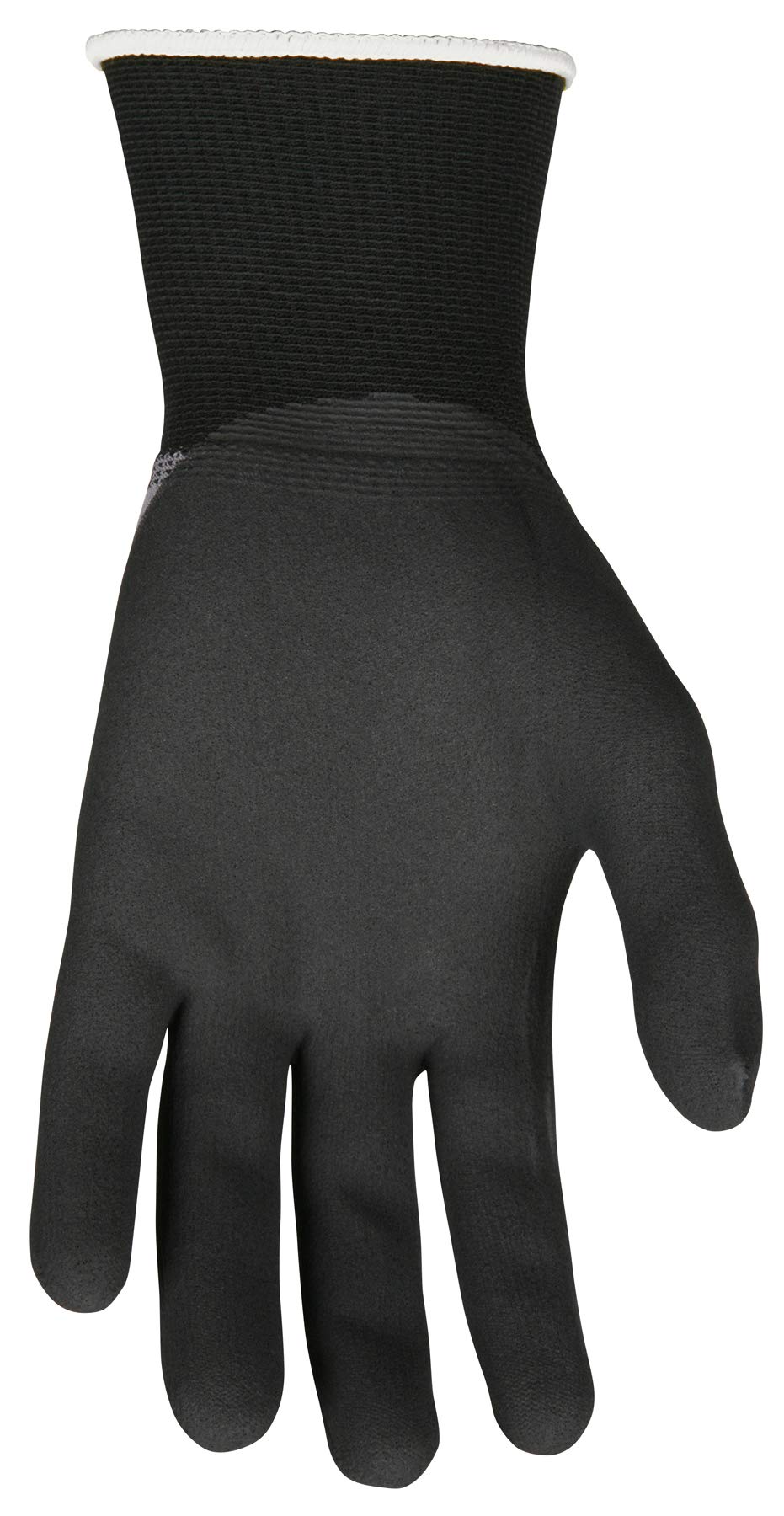 MCR Safety N96793L Ninja BNF Work Gloves - 15 Gauge Nylon/Spandex Shell with NFT Coated Knuckle Palm - Large Size, Black - Ideal for Construction, Warehouse & DIY Projects