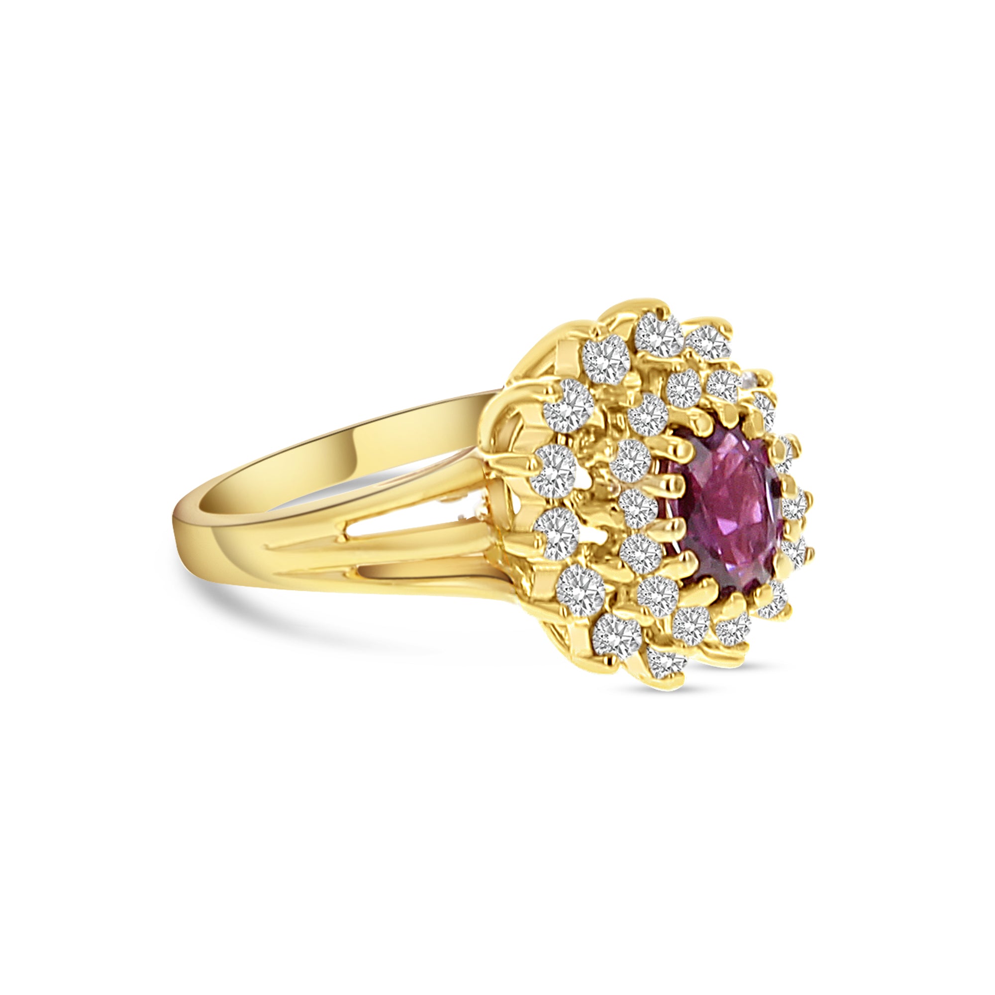 1.25cttw Ruby Diamond Halo Engagement Ring 14k Yellow Gold - Perfect for Proposals, Anniversaries & Special Occasions