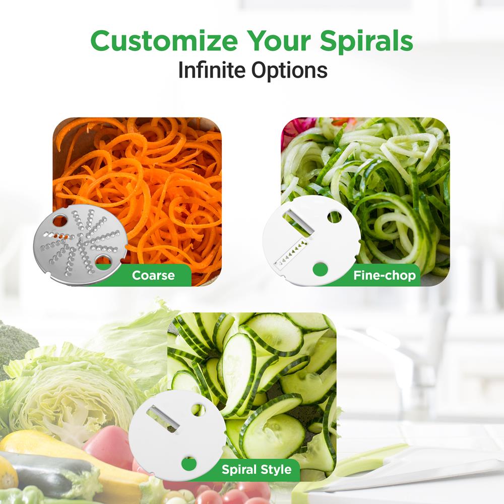Premium Stainless Steel Vegetable Spiralizer Slicer - 5-in-1 Multi-Function Kitchen Tool for Zucchini Noodles, Carrot Ribbons & Potato Curly Fries | Perfect for Healthy Meals, Salad Prep & Low-Carb Diet Cooking