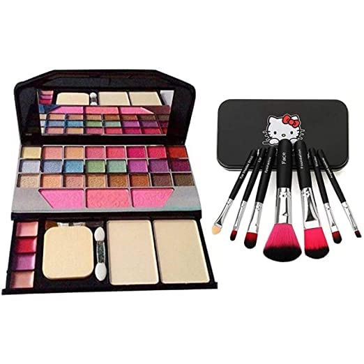 Professional AIR BEAUTY Complete Eyeshadow Palette Kit with 7-Piece Makeup Brush Set - Perfect for Everyday Makeup, Party Looks & Professional Makeup Artists