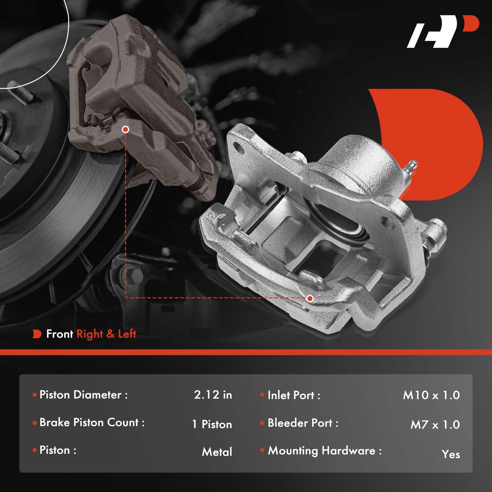 Premium Disc Brake Caliper Assembly with Bracket - Compatible with Toyota Prius 2001-2003 (Front Driver & Passenger Side) - 2-Piece Set - High-Performance Braking for Smooth Stops & Safe Driving