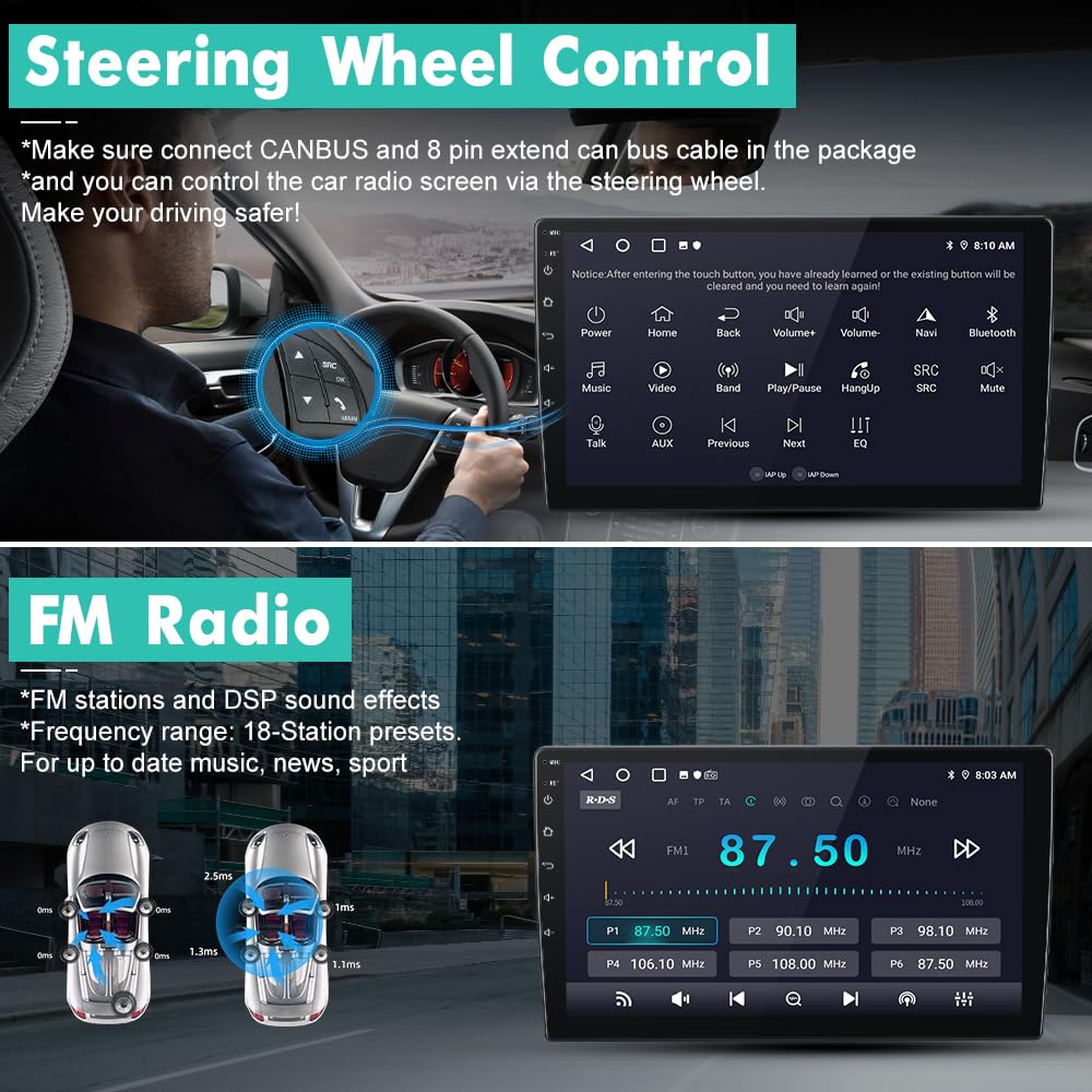 2+64GB Dodge RAM 1500 Car Stereo (2013-2018) - Wireless CarPlay & Android Auto, Bluetooth, AM/FM, GPS - Replacement Radio for Manual AC Models | Perfect for Road Trips & Daily Commuting