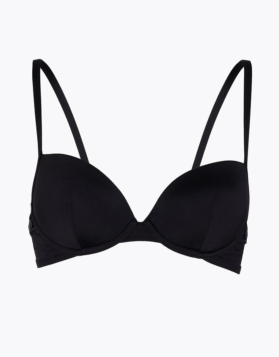 Essential Micro Padded Underwire Bikini Top - Black Microfiber Swimwear for Women | Perfect for Beach Vacations, Pool Parties & Summer Getaways