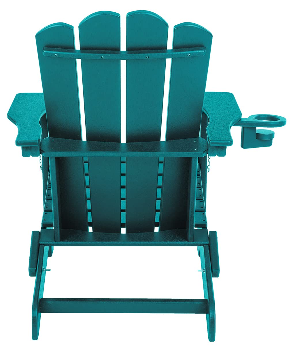 Extra Large Blue Folding Adirondack Chairs - HDPE Weather-Resistant Outdoor Patio Furniture for Deck, Backyard, Lawn & Garden - Perfect for Campfires, Poolside Relaxation & Outdoor Gatherings