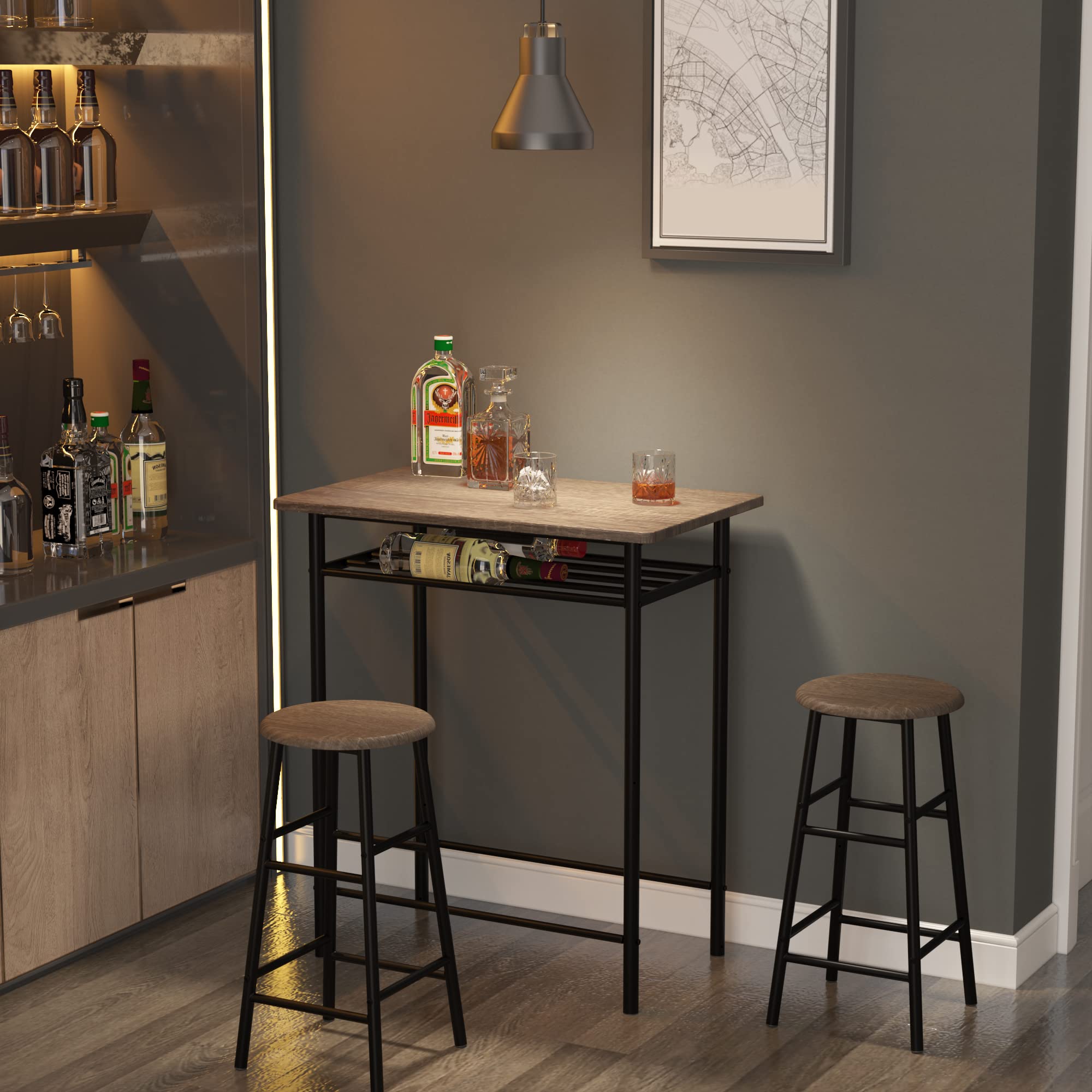Weehom 2-Piece Bar Table Set with Stools - 36