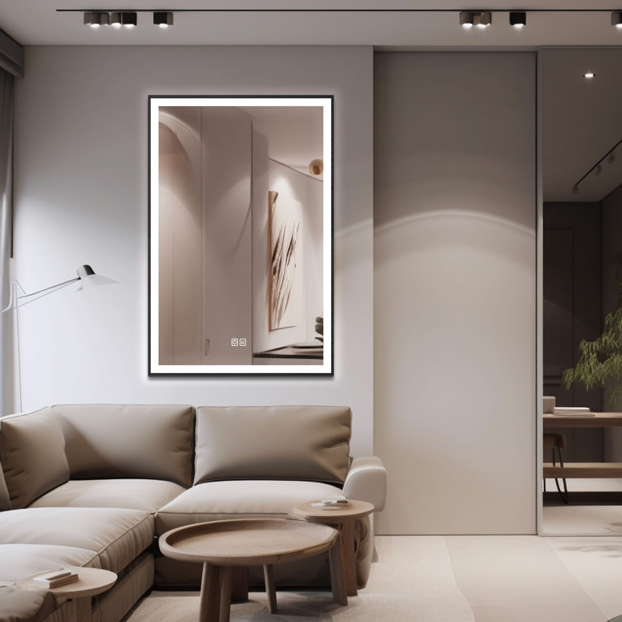 Custom LED Mirror with Frame - Personalized Vanity Mirror for Bathroom, Bedroom & Makeup Station | Energy-Efficient, Dimmable & Modern Home Decor