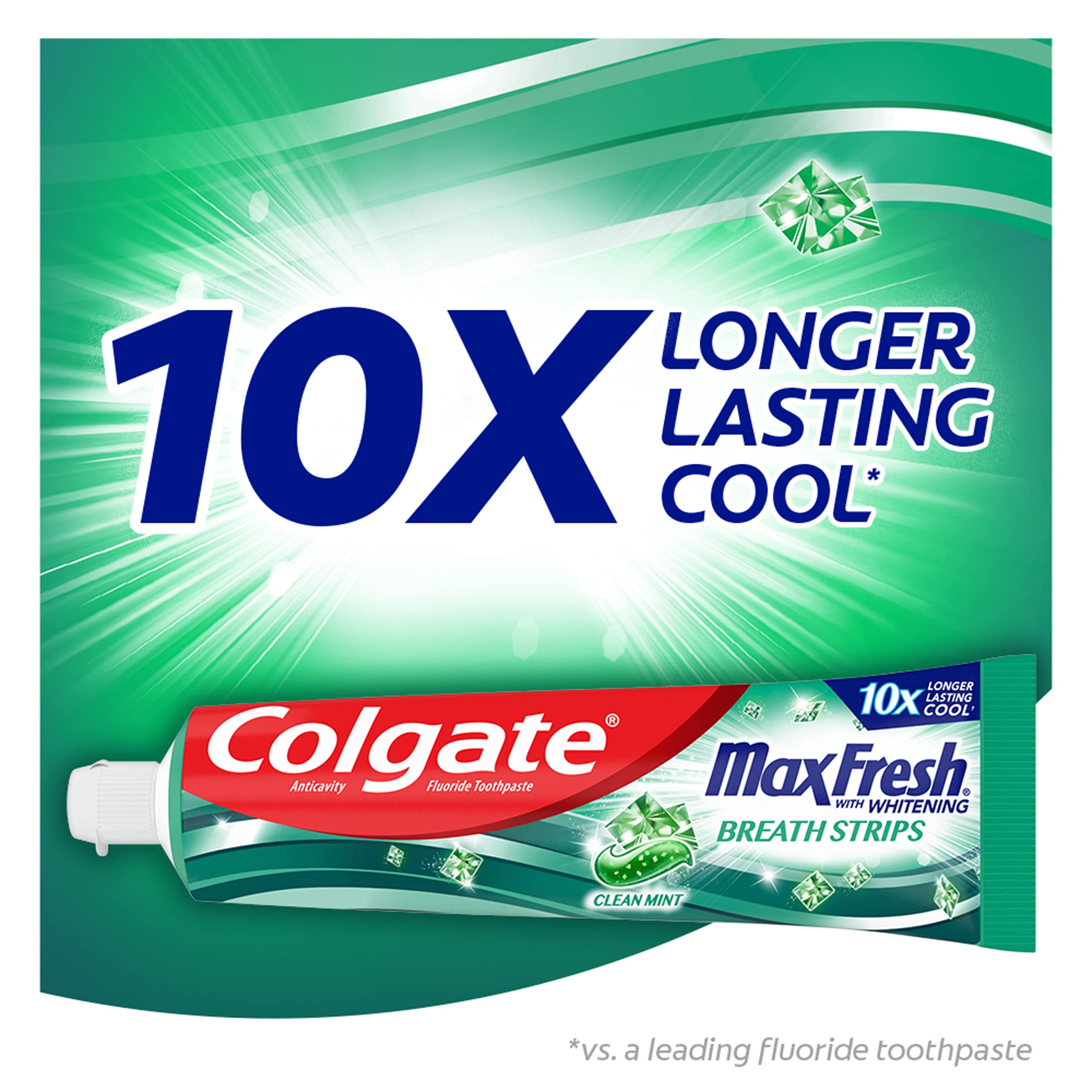 Colgate Max Fresh Whitening Toothpaste with Mini Strips - Clean Mint Flavor for Bad Breath, Cavity Protection & Teeth Whitening, 6.3oz (4-Pack) | Fresh Breath for Work, Dates & Daily Oral Care
