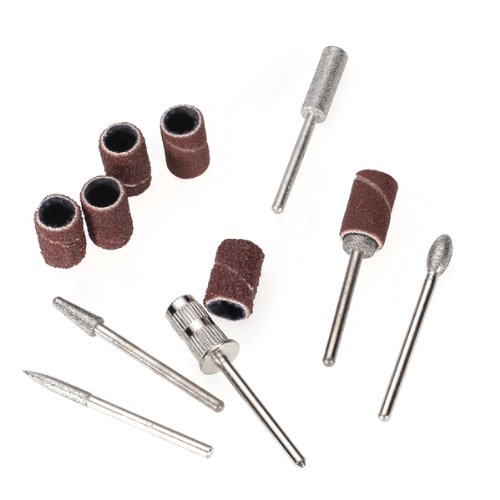 Professional Diamond Nail Grinding Bits Set for Manicure & Pedicure - Electric Nail File Drill Bits with Sanding Bands (Silver & Pale) - Perfect for Salon, Home Nail Care & DIY Beauty Treatments