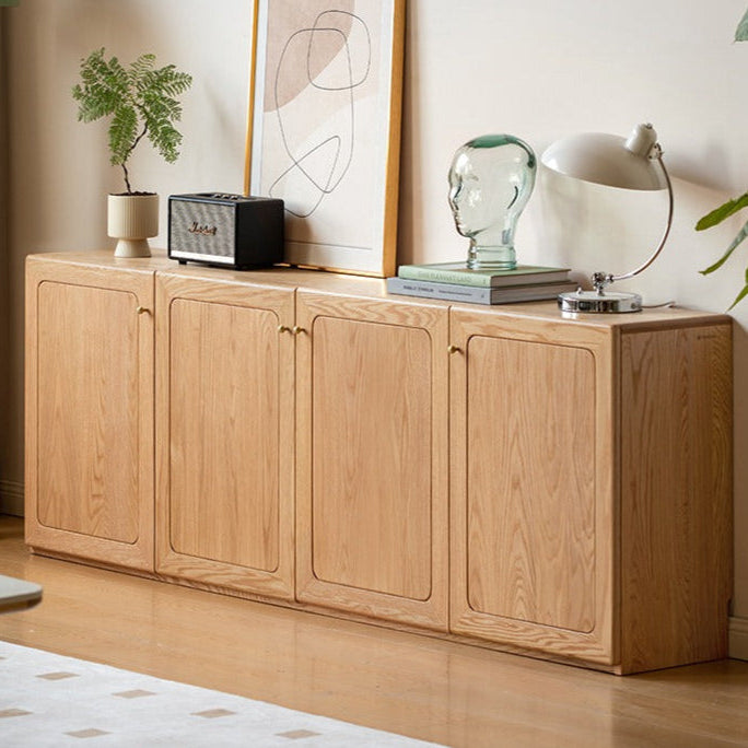 Solid Oak Wood Modern TV Stand with Storage | Stylish Floor Cabinet for Living Room & Entertainment Center | Perfect for TVs, Media, and Home Organization
