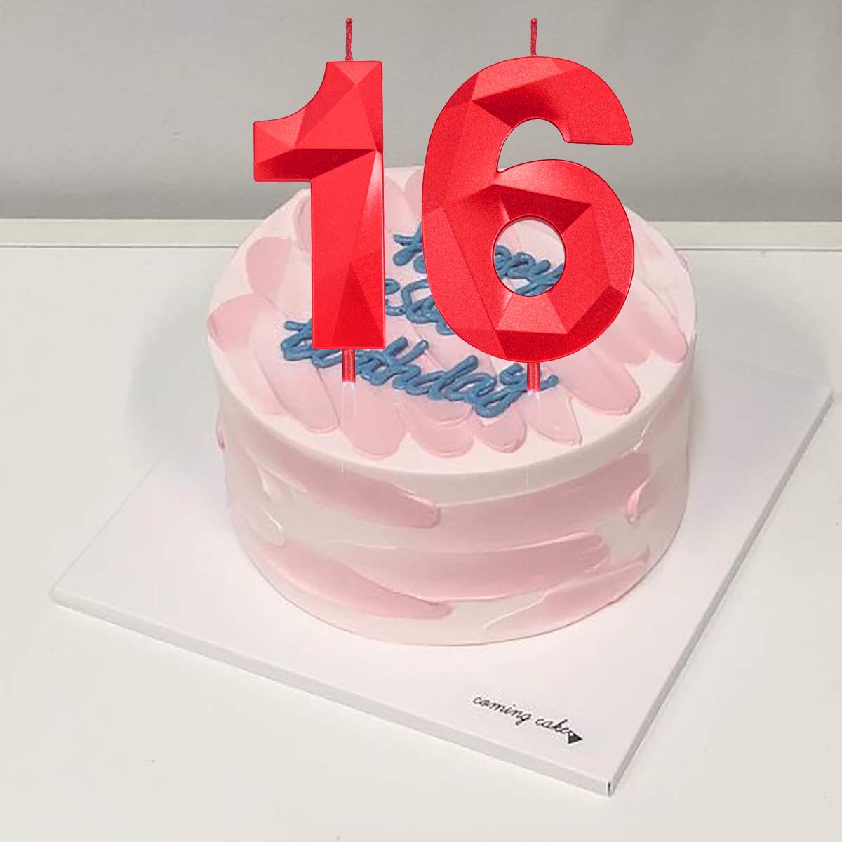 2.75 Inch Tall 3D Diamond Shaped Bright Red Number 7 Birthday Cake Candles - Premium Cake Topper for Adult & Kids Birthday Parties, Family Celebrations, Baking Decorations - Perfect for Birthday Cakes, Cupcakes, and Dessert Displays
