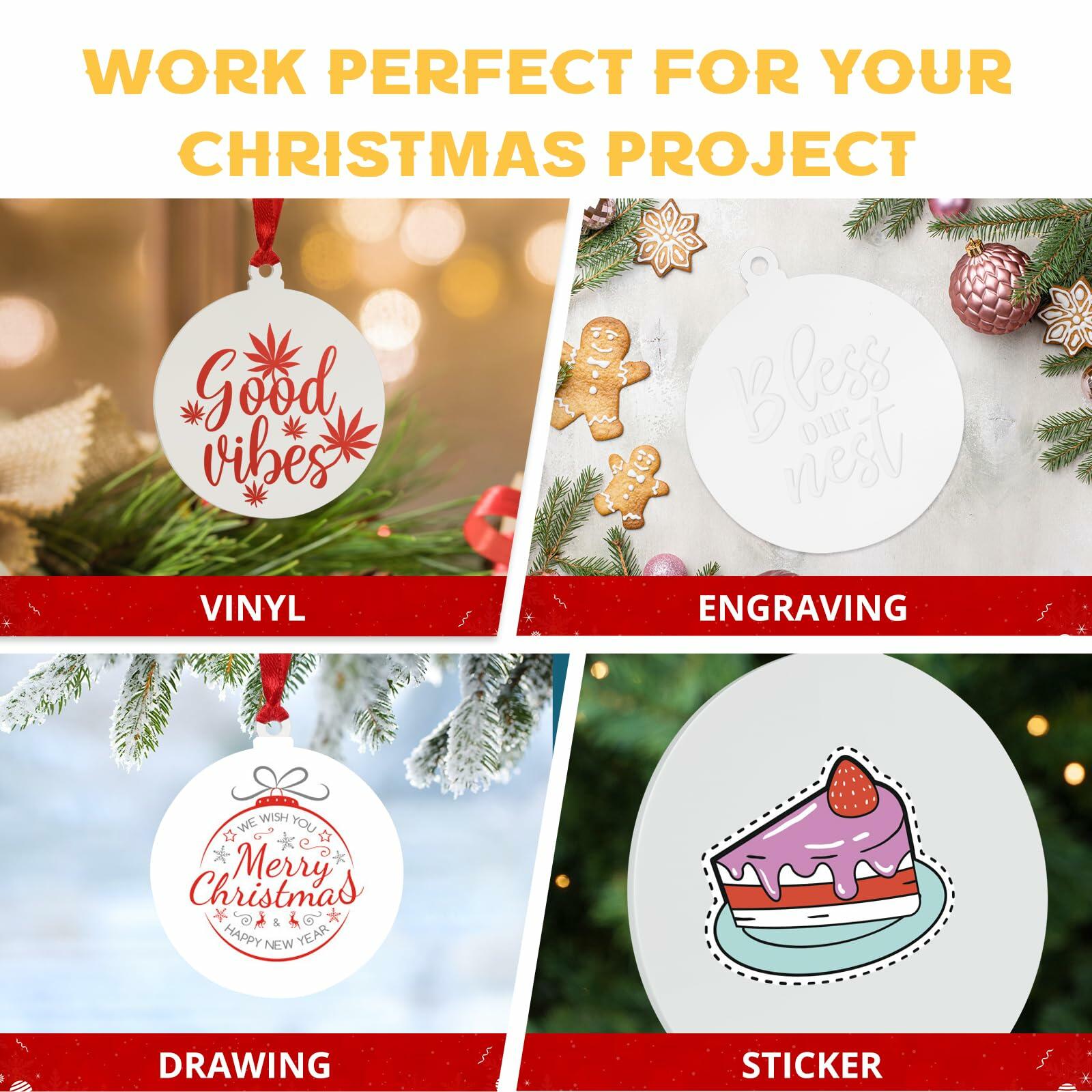 40PCS Christmas Acrylic Ornament Blanks - 3x4mm Thick White Round Decorations for DIY Holiday Crafts, Tree Decor, and Festive Home Decorating