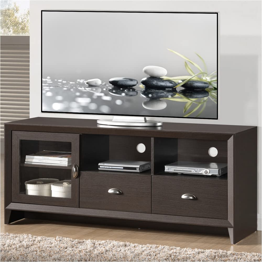 Modern Wooden TV Stand with Storage for Up to 60 Inch TVs - Rustic Brown Entertainment Center for Living Room, Bedroom & Home Theater