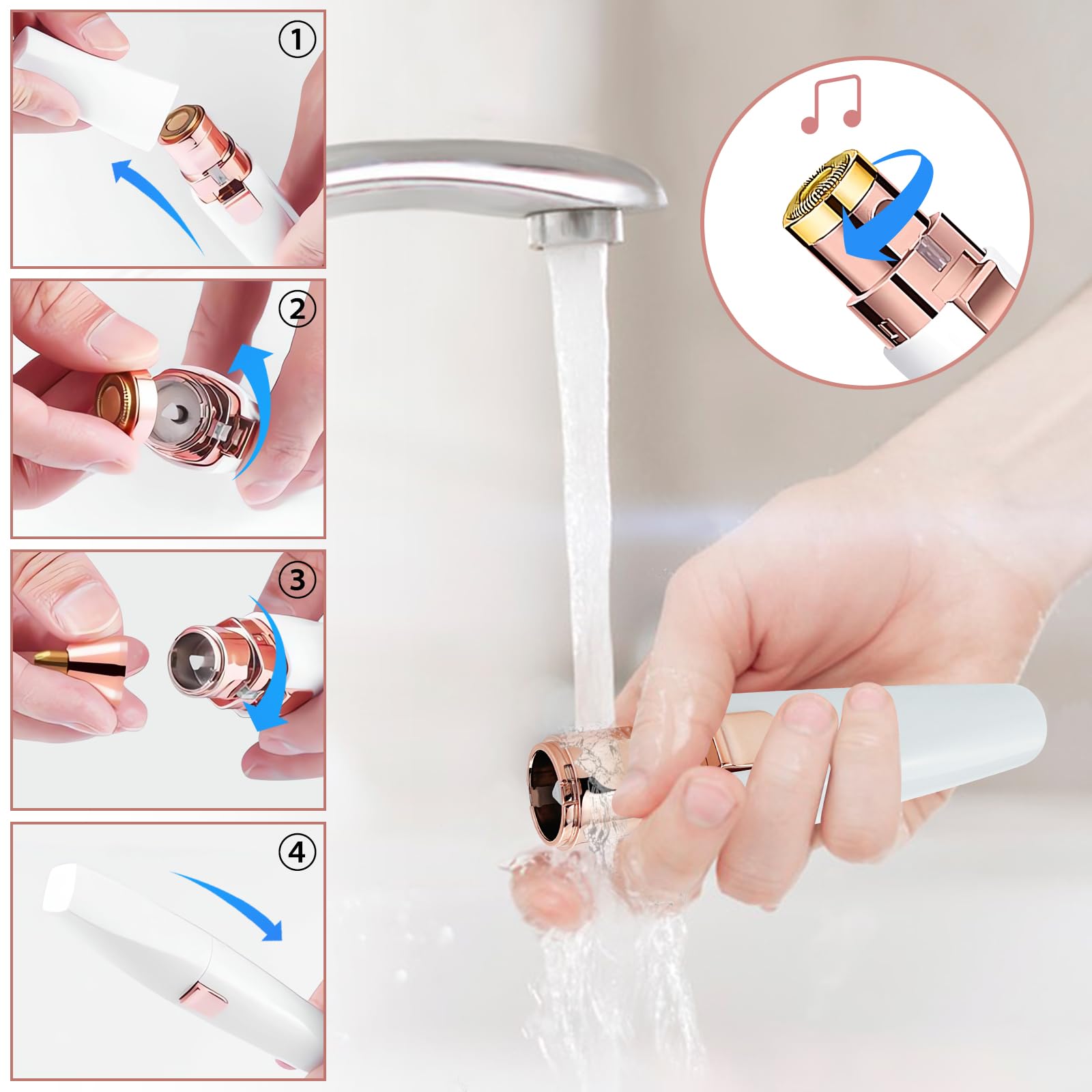 2-in-1 Electric Eyebrow Trimmer & Facial Hair Remover for Women - Painless Hair Removal Device with LED Light for Eyebrows, Upper Lips & Face | Perfect for At-Home Grooming, Travel & Quick Touch-Ups