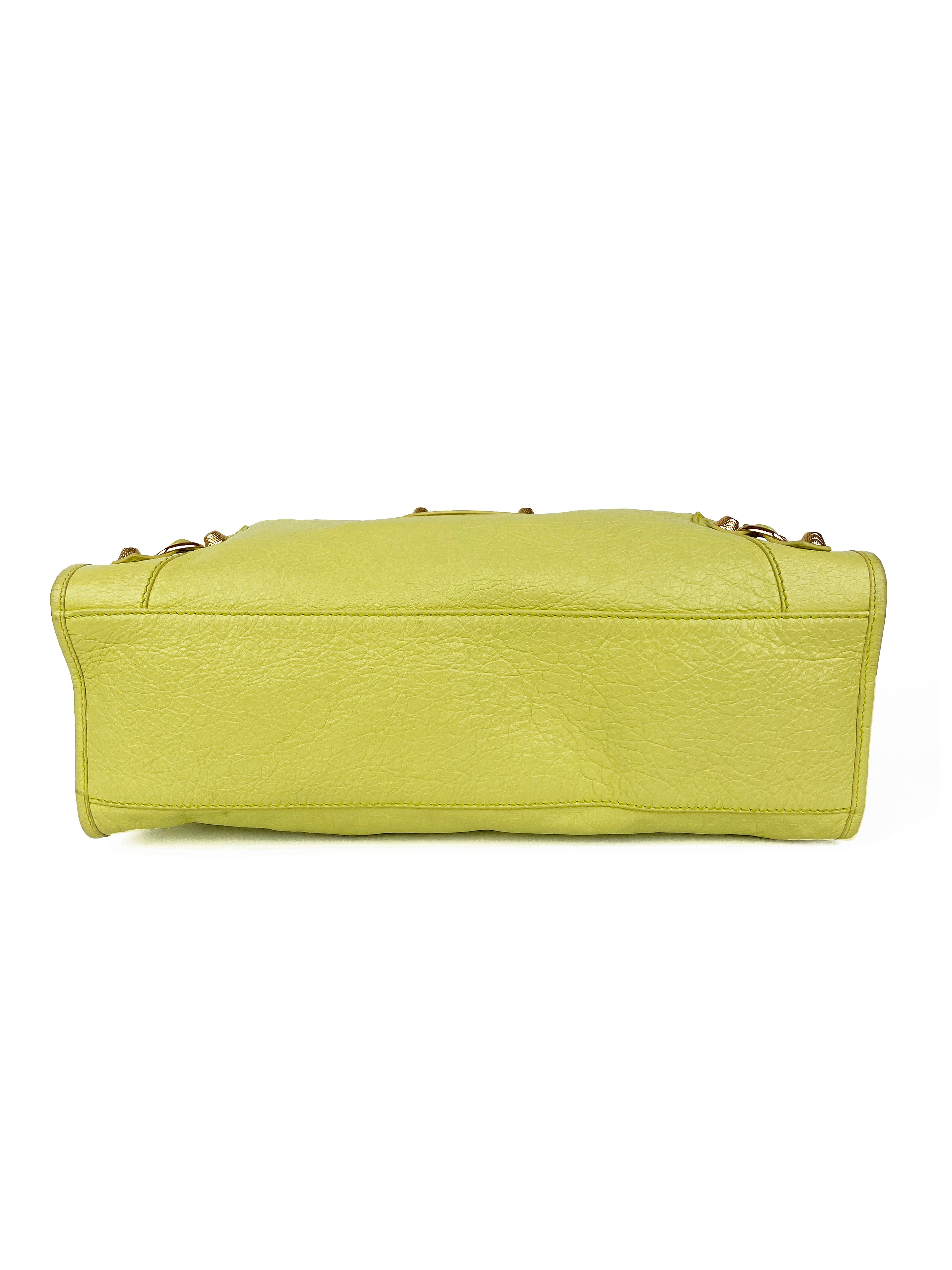 Balenciaga Pistachio Yellow Medium City Bag - Luxury Designer Handbag for Women | Perfect for Work, Travel & Everyday Use
