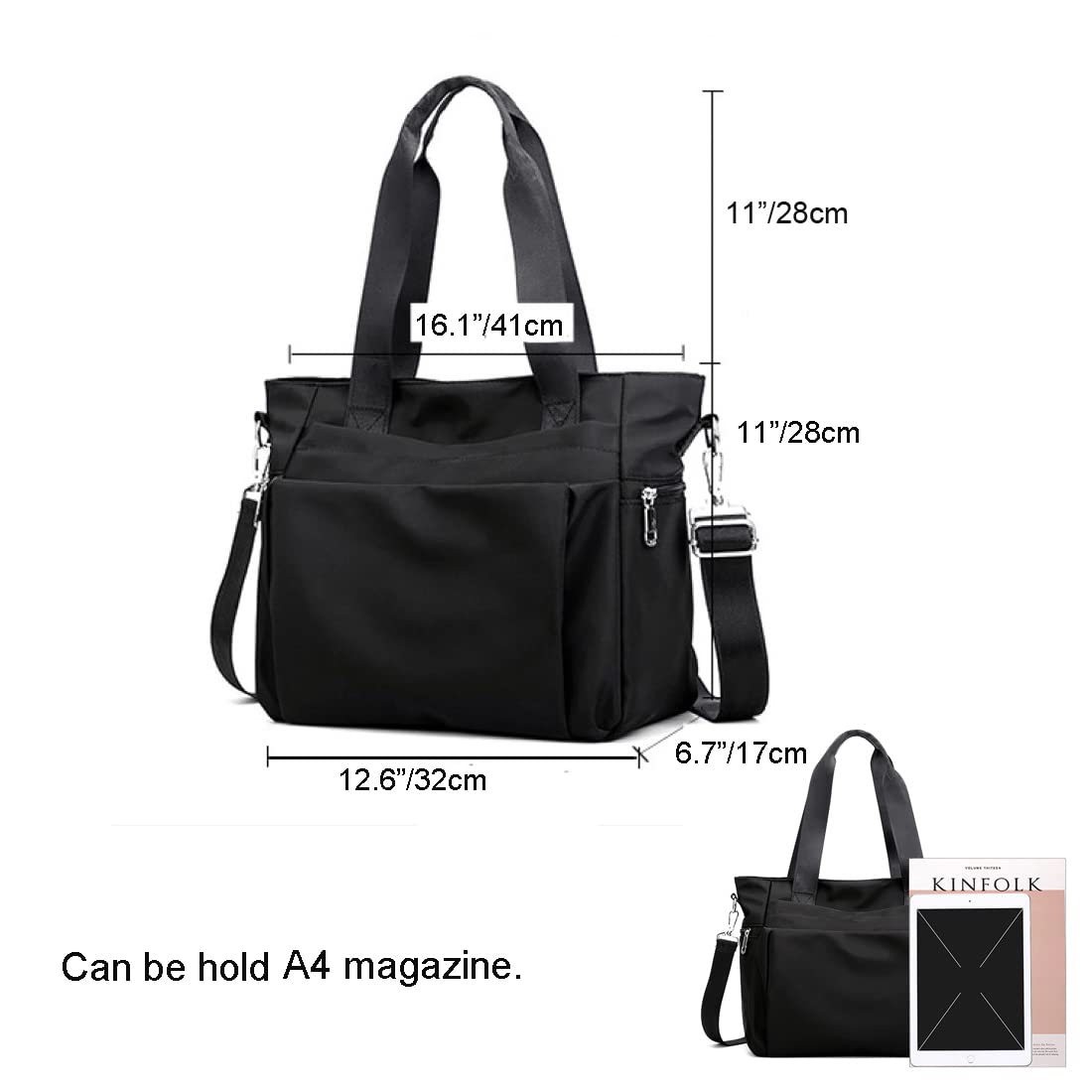 Waterproof Nylon Tote Bag for Women - Lightweight Travel & Work Shoulder Bag