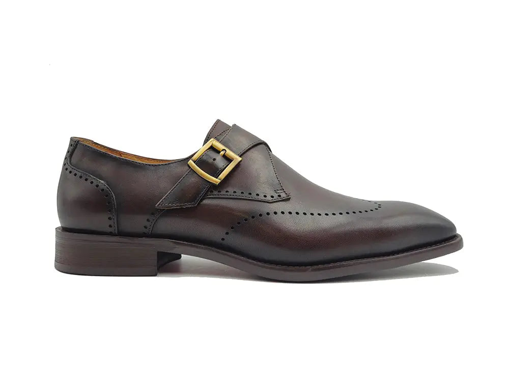 Premium Genuine Calfskin Single Monk Strap Loafers for Men - Classic Dress Shoes for Business, Office & Formal Occasions