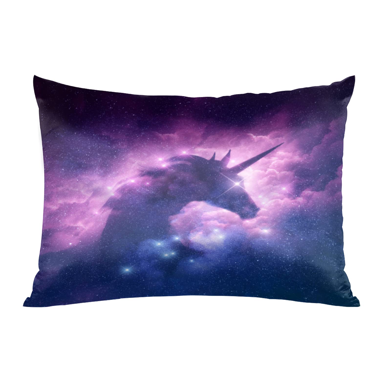 Luxury Satin Pillowcase Queen Size - Smooth Silk Pillow Cover for Hair & Skin Care, Zipper Closure, Unicorn Nebula Print | Perfect for Bedroom Decor, Gift Idea & Travel Accessory