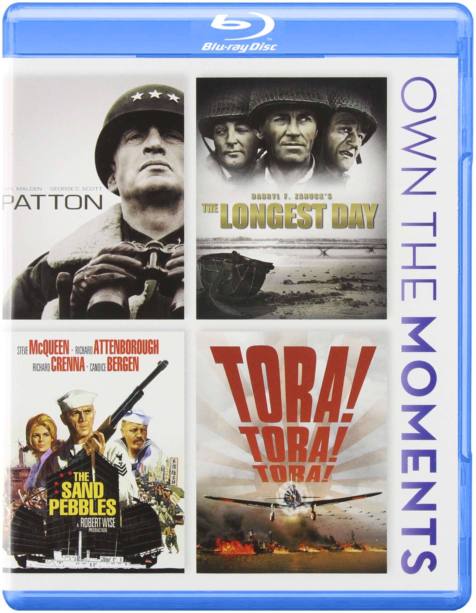 Patton, The Longest Day, The Sand Pebbles & Tora! Tora! Tora! - Classic War Movies Collection [Blu-ray] - Perfect for History Buffs & WWII Film Enthusiasts