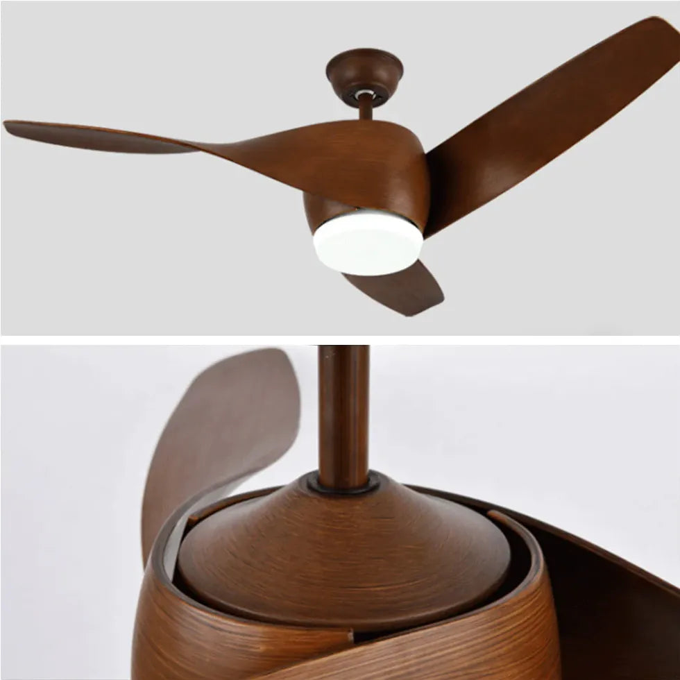 3-Blade Wooden Ceiling Fan with LED Light - Modern Low Profile Design for Bedroom, Living Room & Office - Quiet Energy Efficient Air Circulation