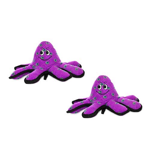 TUFFY - World's Toughest Soft Dog Toy - Durable Octopus Chew Toy with Squeakers for Interactive Play (Tug, Toss & Fetch) - Machine Washable & Floats - Small 2 Pack - Perfect for Aggressive Chewers & Water Play