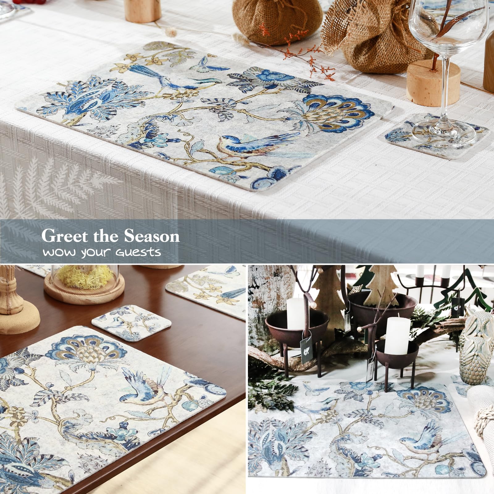 Premium Felt Placemats Set of 6 - Heat Resistant Table Mats for Dining, Kitchen & Home Decor - 17