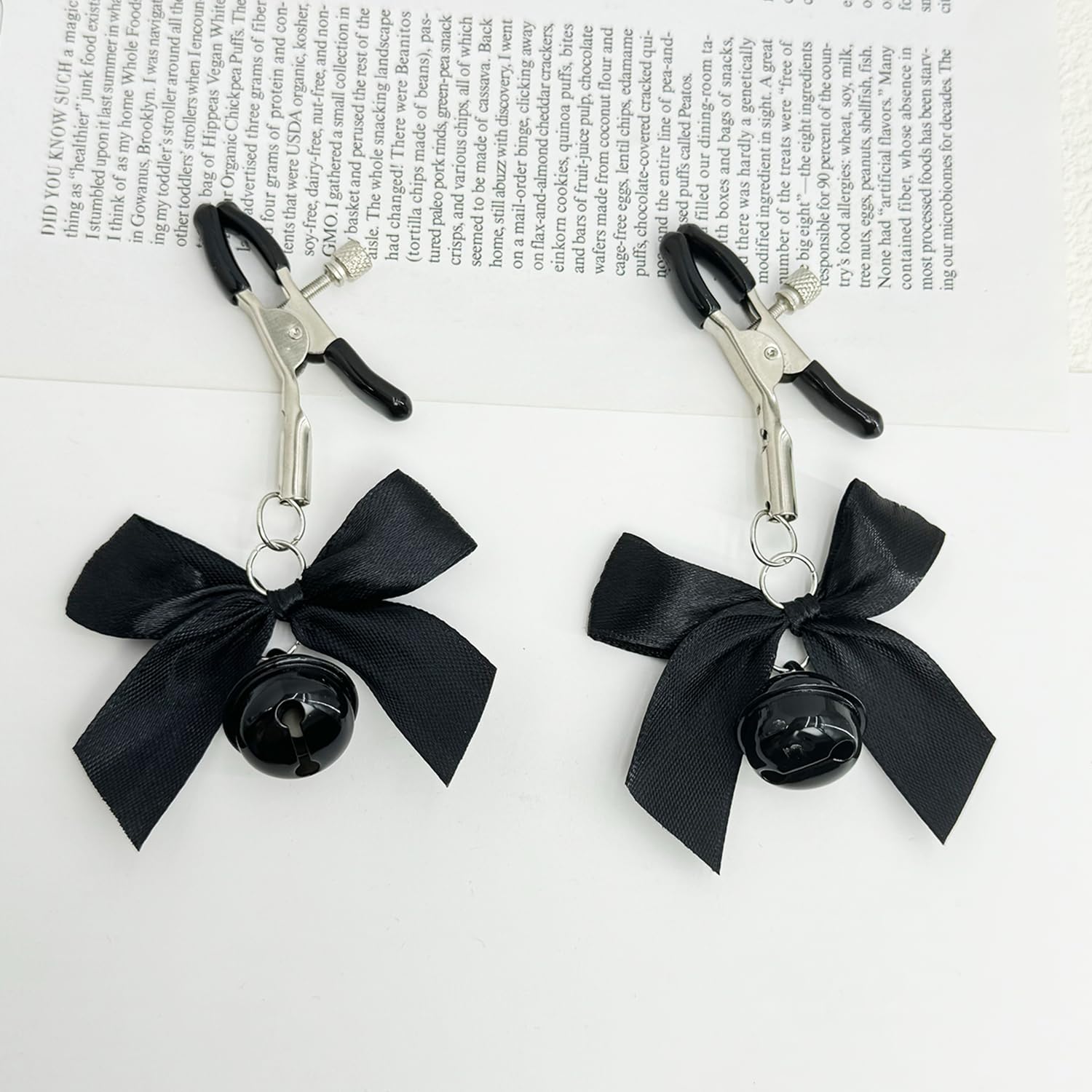 Adjustable Non-Piercing Body Jewelry Clamps - Stainless Steel Bowknot & Bells Body Rings - Faux Body Jewelry for Belly, Nipple, Ear & Costume Accessories