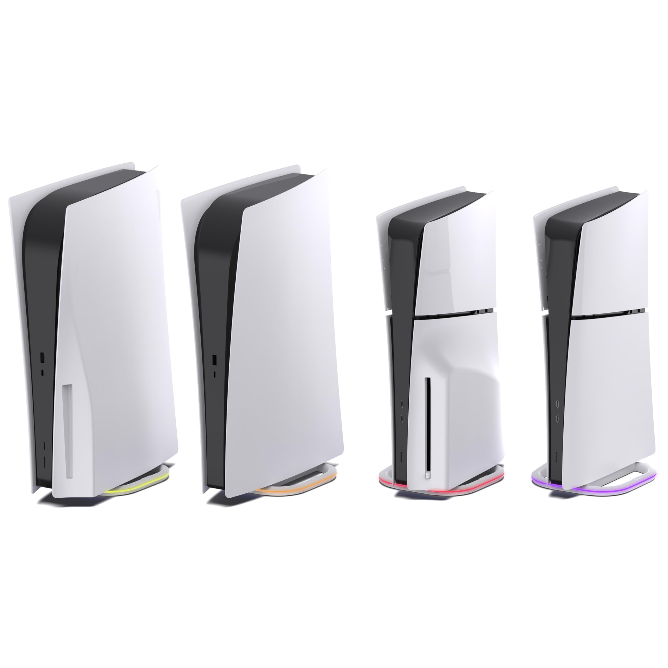 Vertical Stand for PS5 & PS5 Slim - RGB LED Cooling Base with Anti-Slip Design, Perfect for Playstation 5 Console Display & Gaming Setup - Ideal for Living Room, Bedroom, or Game Room Organization