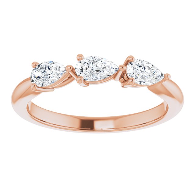 0.75 Carat Pear Cut Diamond 3 Stone Wedding Ring - Elegant Bridal Band for Engagement, Anniversary & Special Occasions | Perfect Gift for Her