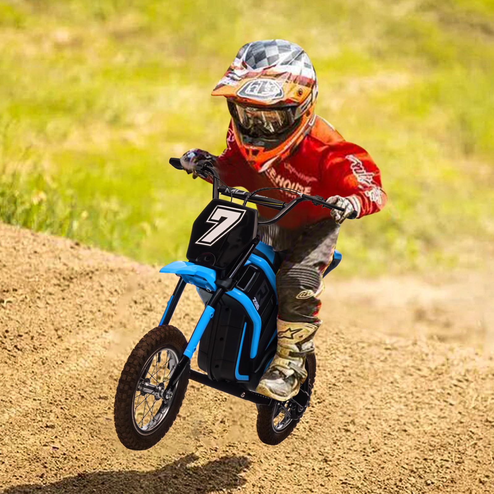 GARVEE 24V 350W Kids Electric Dirt Bike - 10Ah Battery, 14.29MPH, 3 Speed Modes, Ages 5-17, Blue | Off-Road Adventure, Backyard Riding & Outdoor Play for Boys & Girls