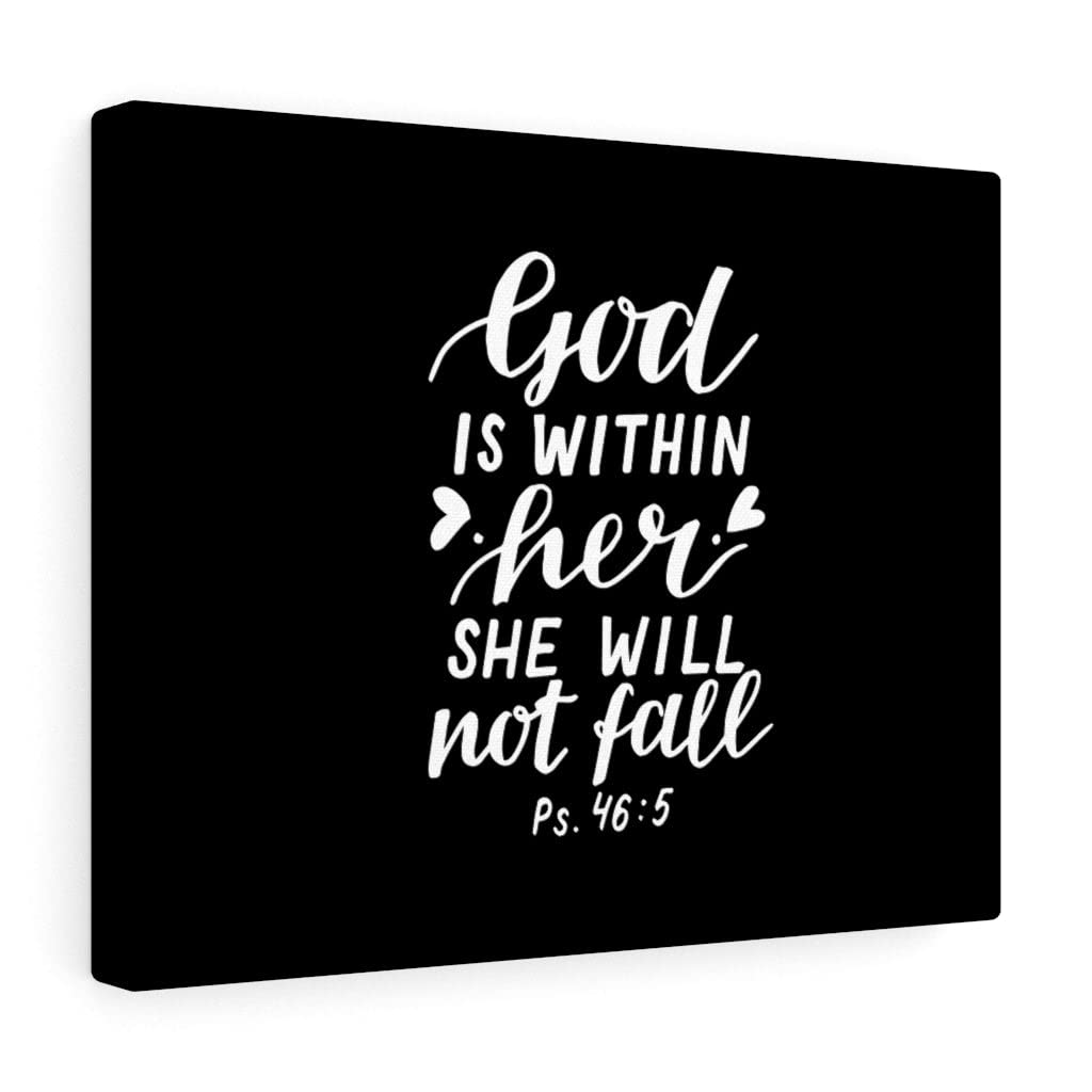 Christian Wall Art with Bible Verse - Psalm 46:5 'She Will Not Fall' Scripture Print - Ready to Hang Home Decor for Faith-Based Gifts, Bedroom & Living Room Inspiration
