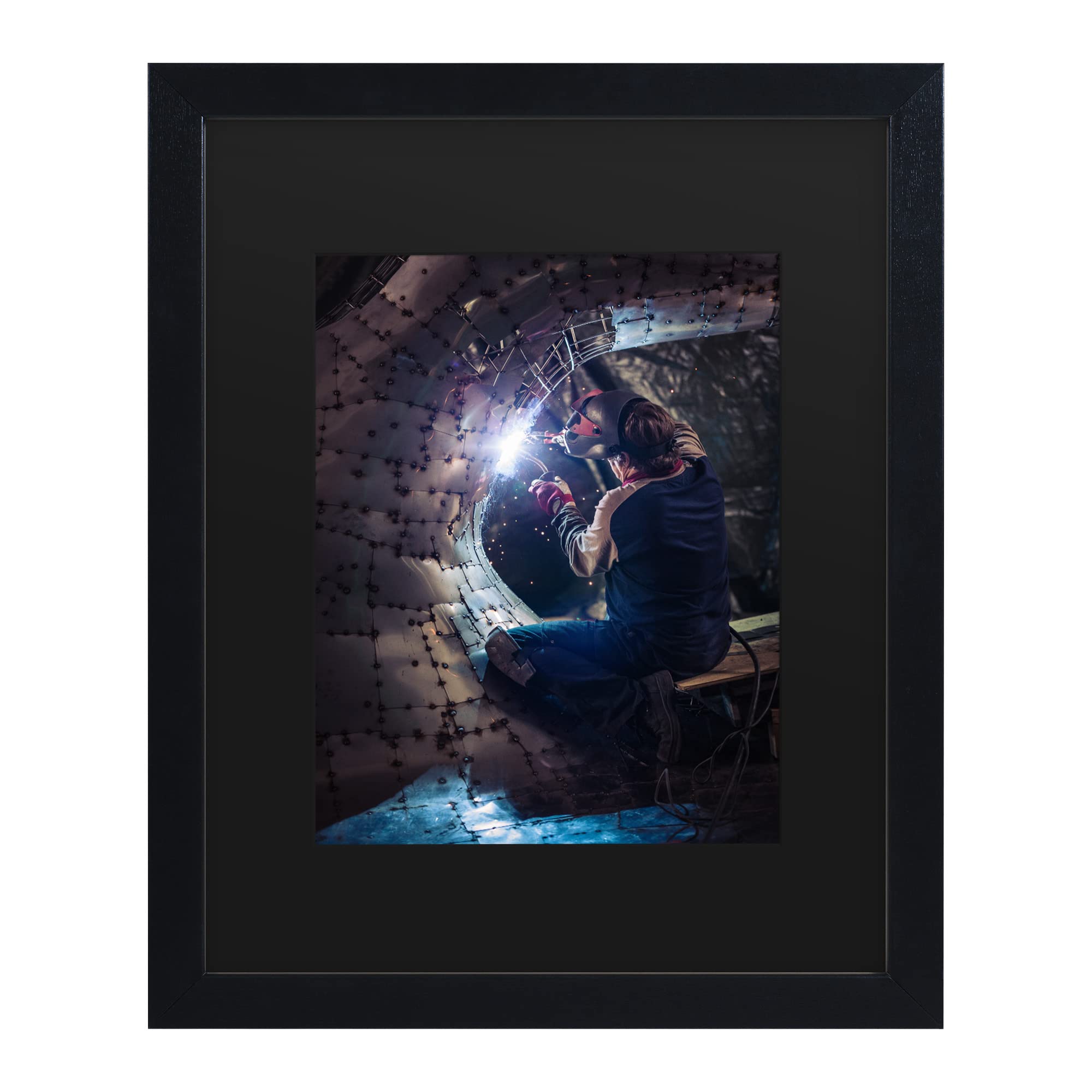 Carlos Grury Santos 'Welder In Tunnel' Canvas Wall Art Print - Modern Industrial Home & Office Decor for Living Room, Bedroom or Workspace