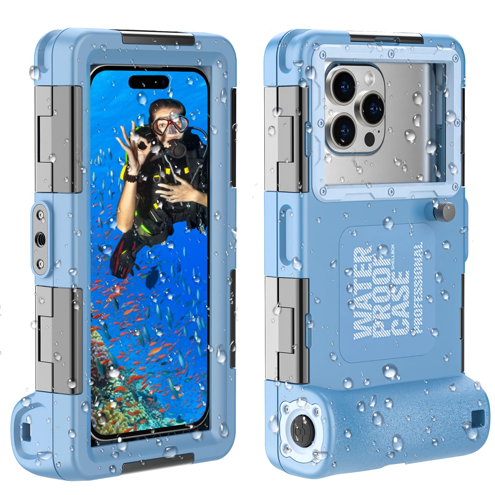 **Waterproof Phone Case for iPhone 16/15/14/13/12/11 Pro Max/XR/XS & Samsung Galaxy S24/S23/S22/S21 - Universal Underwater Snorkeling & Diving Case for Scuba Photography & Videos (Blue) - Perfect for Beach, Pool & Water Sports**