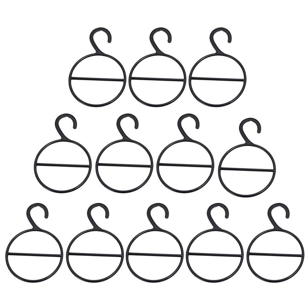12-Pack Non-Slip Scarf & Tie Organizer Hanger - Space Saving Belt, Legging & Accessory Storage Rack for Closet, Wardrobe, Hotel Use - Black (Perfect for Home Organization & Travel Accessory Storage)