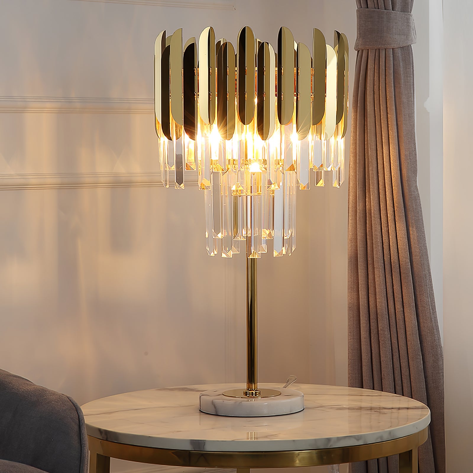 Elegant Crystal Marble LED Desk Lamp - Modern Office & Study Table Light for Home, Bedroom, Dorm - Perfect for Reading, Working & Decor