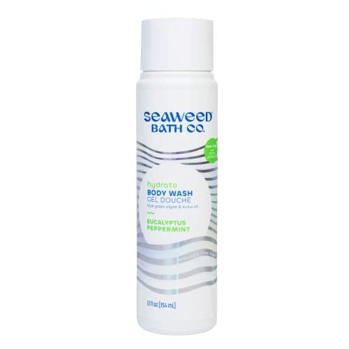 Seaweed Bath Co. Hydrating Body Wash with Eucalyptus & Peppermint - 12 oz | Natural Moisturizing Formula with Sustainably Harvested Seaweed, Blue Green Algae, Kukui & Coconut Oils | Refreshing Shower Gel for Dry Skin & Relaxing Aromatherapy