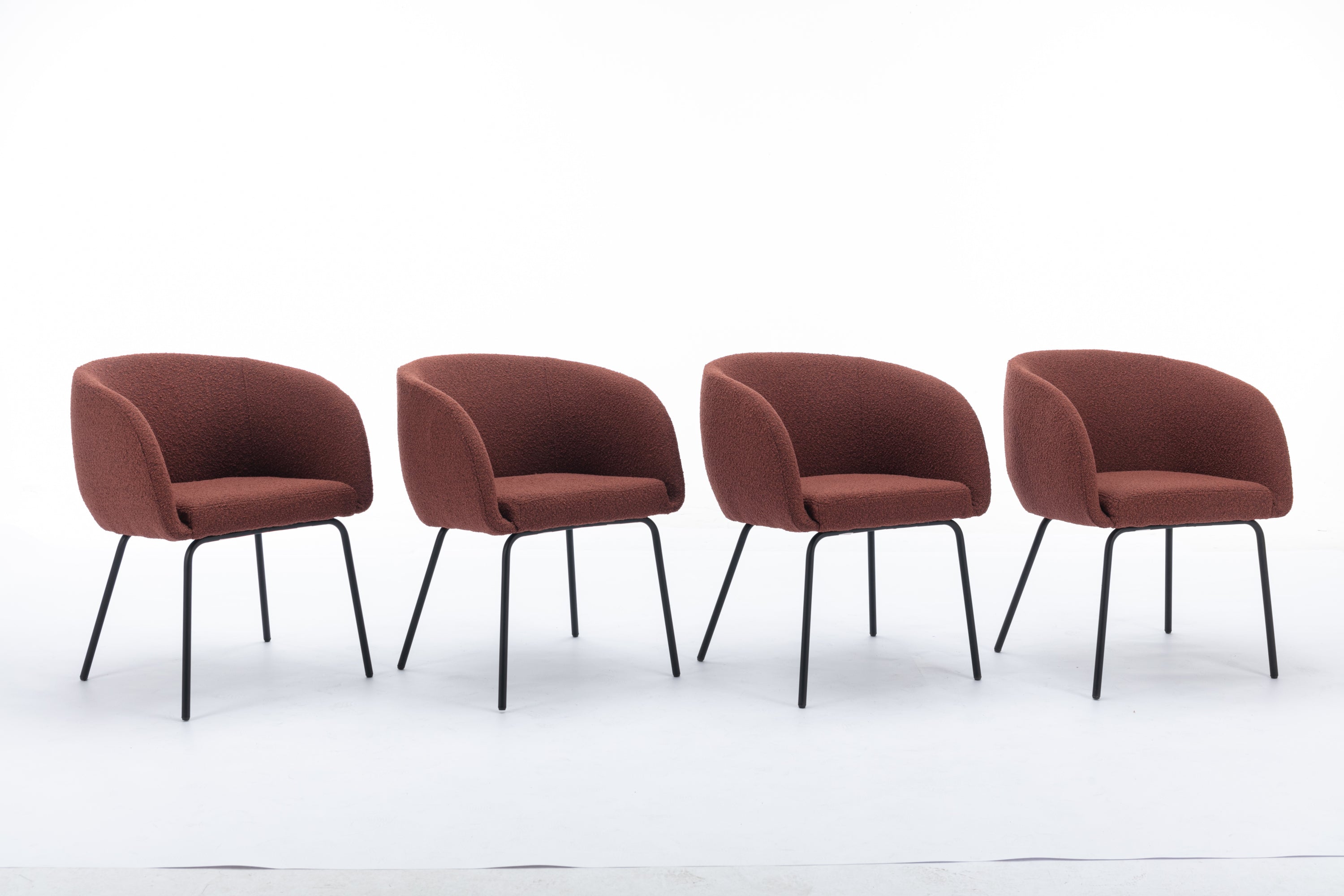 2 Pack Boucle Fabric Dining Chairs with Black Metal Legs - Wine Red | Modern Upholstered Side Chairs for Kitchen, Dining Room, or Office | Comfortable & Stylish Seating Solution