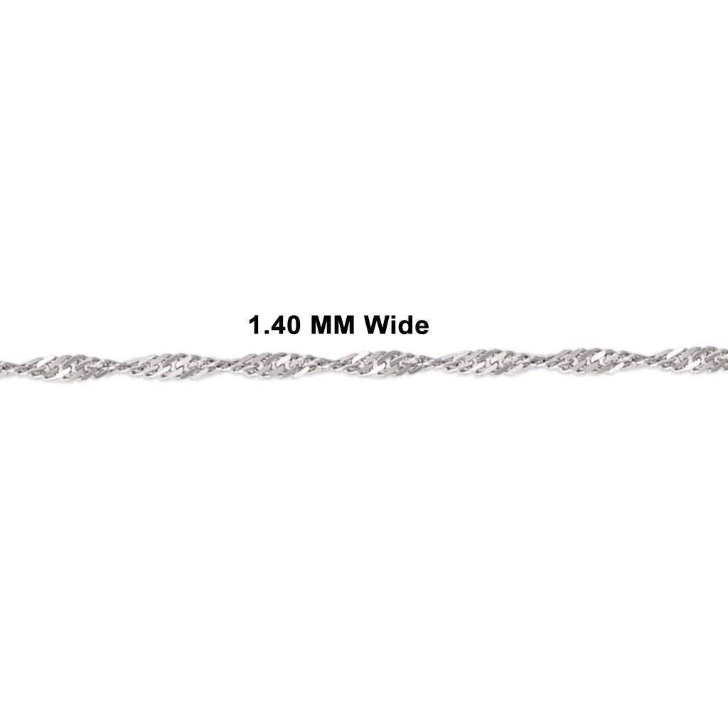 14K White Gold Singapore Chain Necklace - Italian Crafted Strong & Shiny Link Jewelry for Women & Men - 16-24 Inches Length, 0.7-1.4mm Width - Perfect Gift for Anniversary, Wedding & Special Occasions