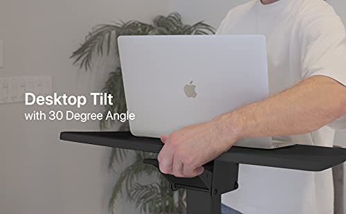 Adjustable Mobile Podium Stand with Wheels - Pneumatic Standing Desk & 30° Tilting Top, Portable Lectern for Office, Classroom & Home Use - Ideal for Presentations, Meetings & Computer Work (Black)
