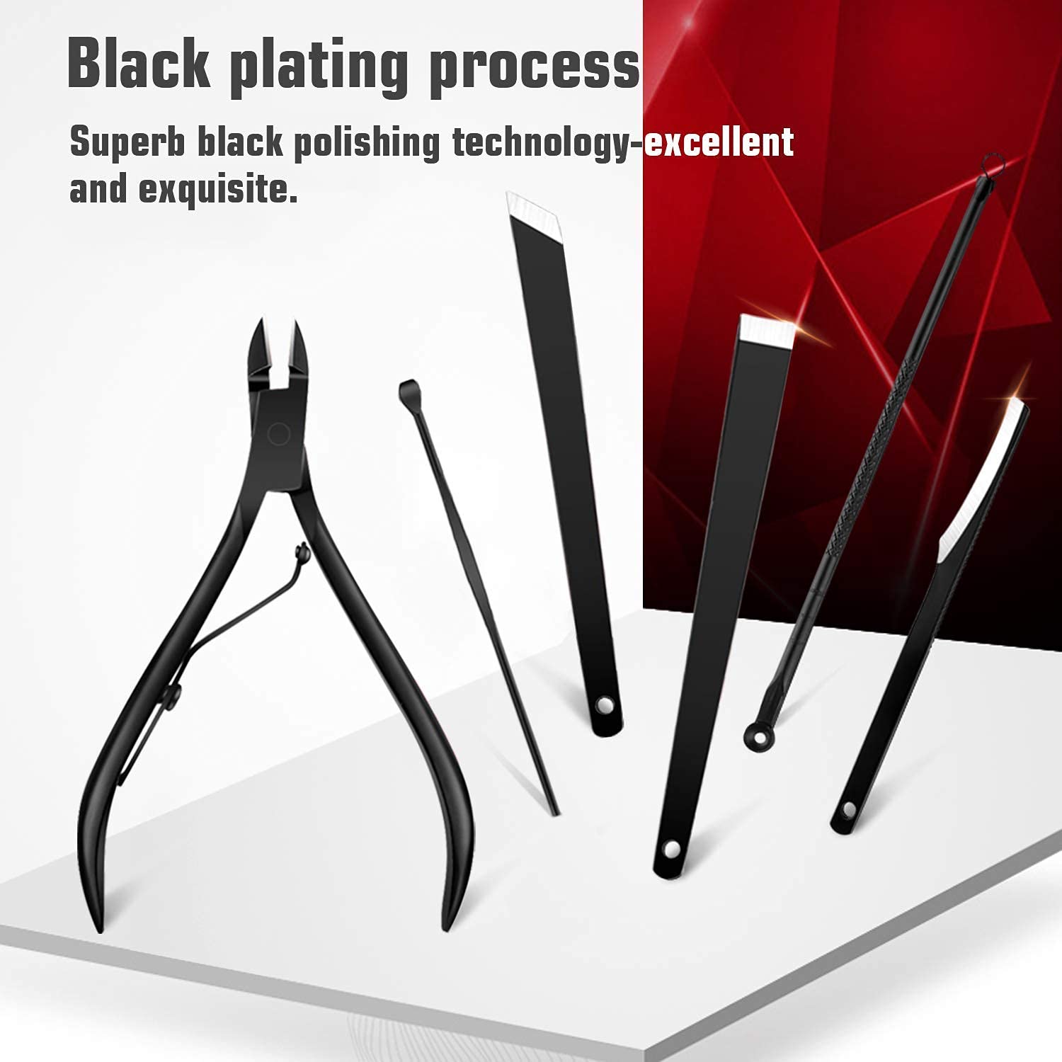 VENJA Professional 12-in-1 Manicure & Pedicure Set - Stainless Steel Nail Clippers, Blackhead Tools & Leather Travel Case - Perfect for Home, Travel & Salon Use (Black)