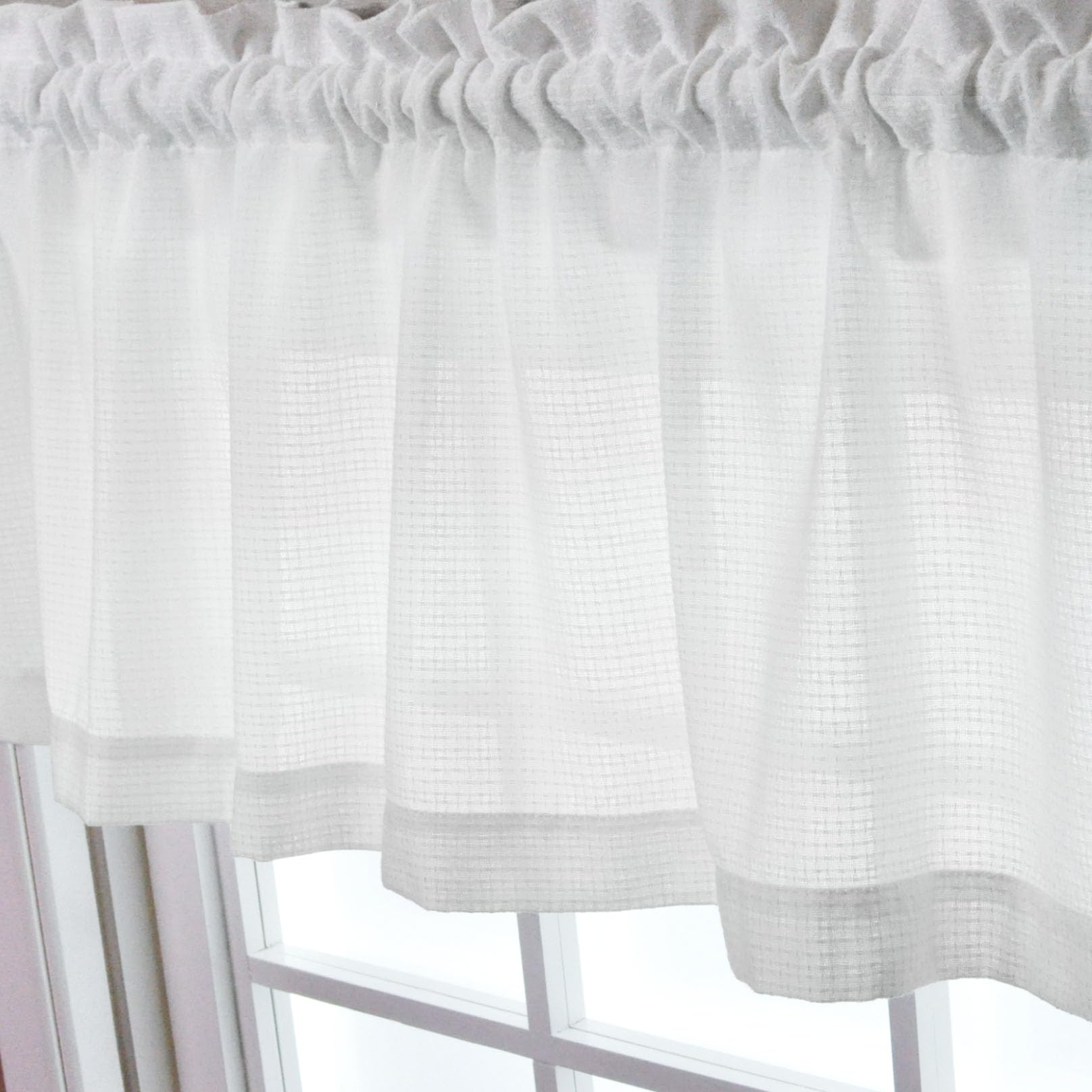 White Semi-Sheer Window Valances - 54x15 Inch Kitchen, Bedroom & Bathroom Curtains for Small Windows | Perfect for Cafe, Home & Office Decor