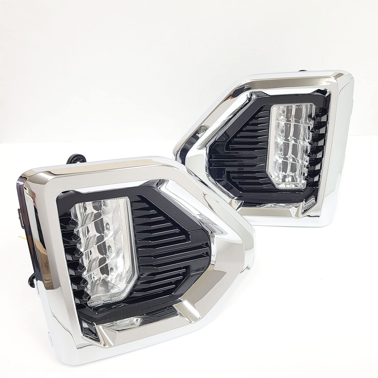 LEDIN Built-in LED Fog Lights for 2019-2021 GMC Sierra 1500 Denali/SLT/AT4 - OE Style Clear Lens with Chrome Bezels (Includes Switch, Wires & Relay) - Perfect for Night Driving & Off-Road Adventures