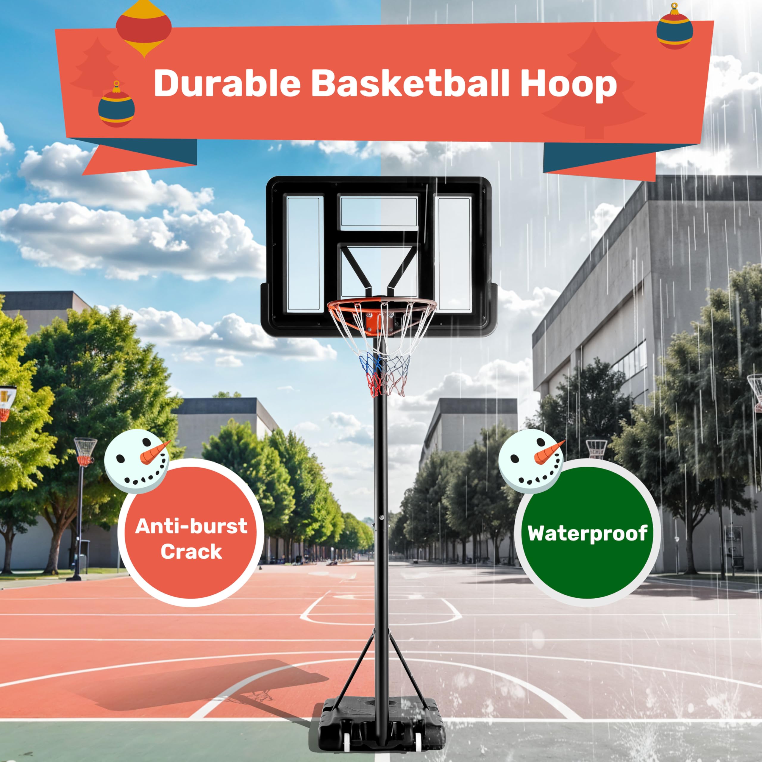 **Simple Deluxe Adjustable 4.2-10ft Portable Basketball Hoop for Outdoor Use - 44