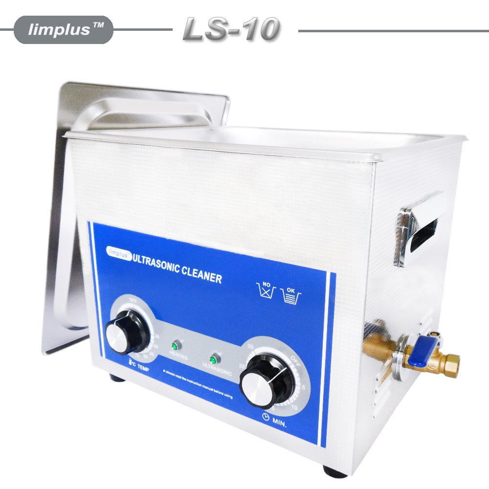 Limplus LS-10 10L 240W Professional Ultrasonic Cleaner with Basket & Lid - 40kHz Heated Timer - Perfect for Denture Cleaning, Dental Tools, Surgical Instruments, Jewelry, Fuel Injectors & Oil Removal - Commercial & Home Use